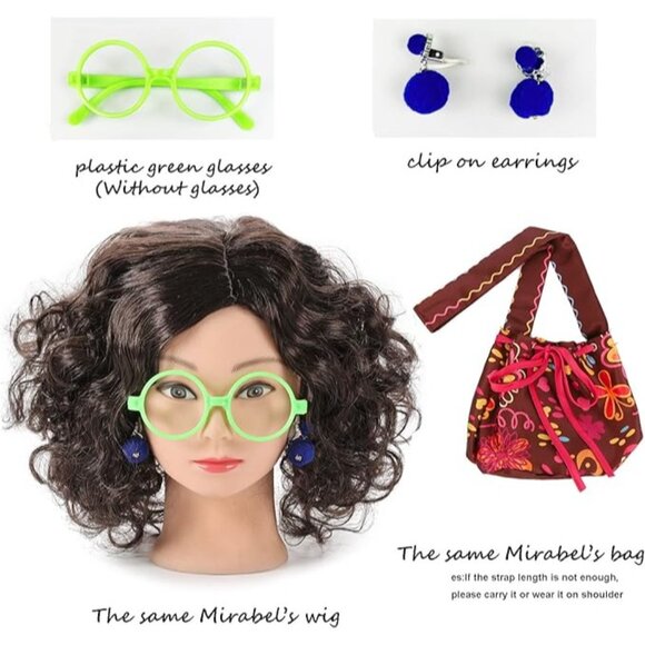 ATIMIGO Mirabel Isabella Dress Halloween Costume for Kids with Wig Glasses and B - Picture 3 of 3